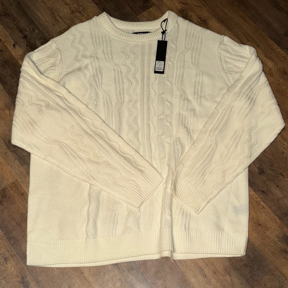 Fashion Nova Ivory  Cable Knit Sweater men’s size XXXL NWT